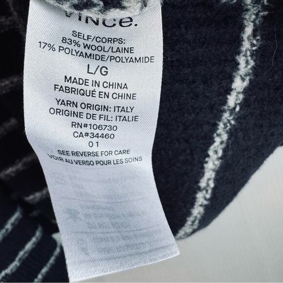 Vince soft cozy wool blend striped cardigan navy and white size large women’s - Picture 8 of 9